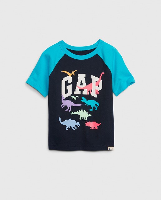 Camiseta de niño con manga corta ranglán y estampado delantero
