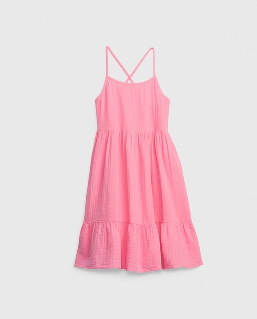 Vestido de niña con tirantes y tiras cruzadas en espalda
