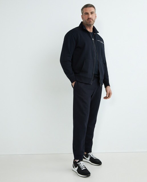 Sweat zippé à capuche bleu marine grandes tailles