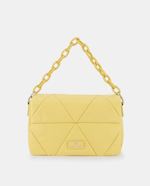 Quilted yellow messenger bag with flap · Women's fashion · El Corte Inglés