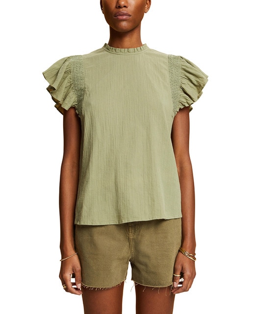 Women's linen blend blouse with frill · Women's fashion · El Corte Inglés