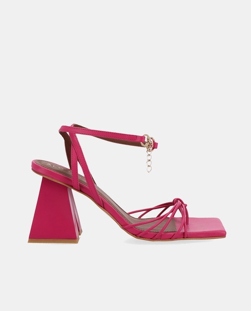 Cactus women's high-heel sandals with thin knotted straps, ankle strap and block heel