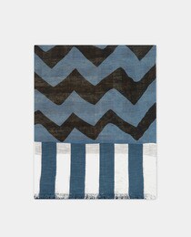 Men's yellow and blue geometric foulard