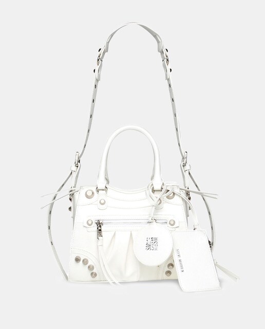 Bcelia white handbag with several straps
