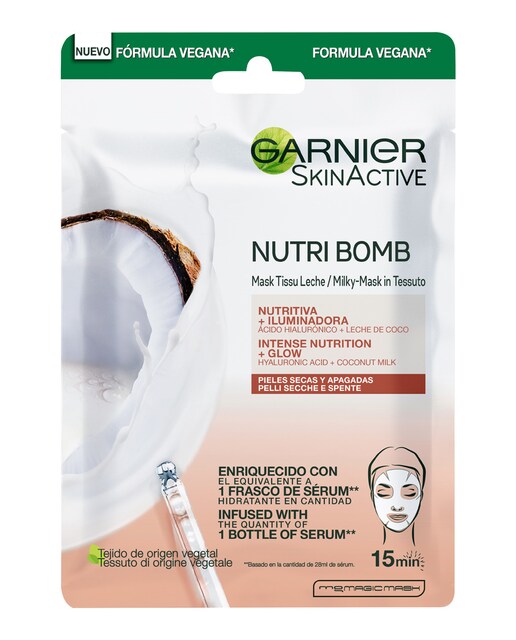 Garnier – Mascarilla tissu iluminadora Nutri Bomb Milky Mask Skin Active Garnier.
