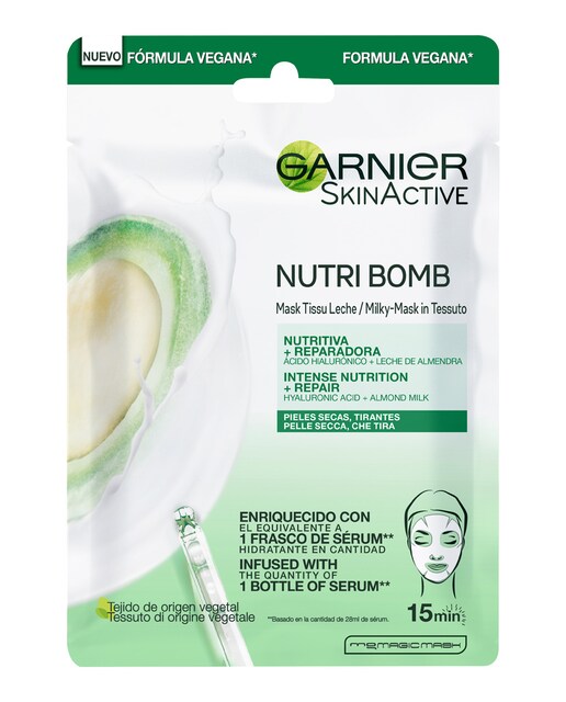 Garnier – Mascarilla tissu reparadora Nutri Bomb Milky Skin Active Garnier.