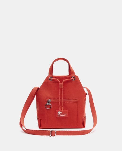 Red bucket bag in recycled fibres