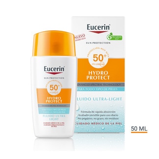 EUCERIN Sun Face Hydro Protect Ultra-Light Fluid SPF 50+ frasco 50 ml para todo tipo de piel, piel sensible