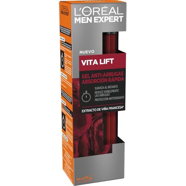 L'OREAL MEN EXPERT Vita Lift gel anti-arrugas absorción rápida extracto de viña francesa dosificador 50 ml