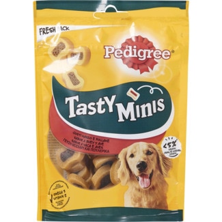 Pedigree Tasty Minis Snack para Cão com Vaca embalagem 155 g