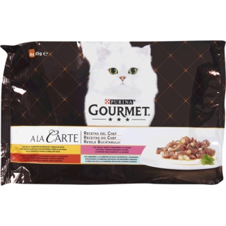 Gourmet À la Carte Comida Húmida para Gato Receitas do Chef Pack 4 unidades embalagem 340 g