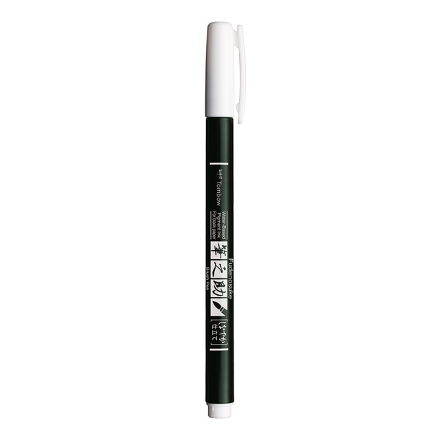 Rotulador fudenosuke base agua punta elástica Tombow blanco.