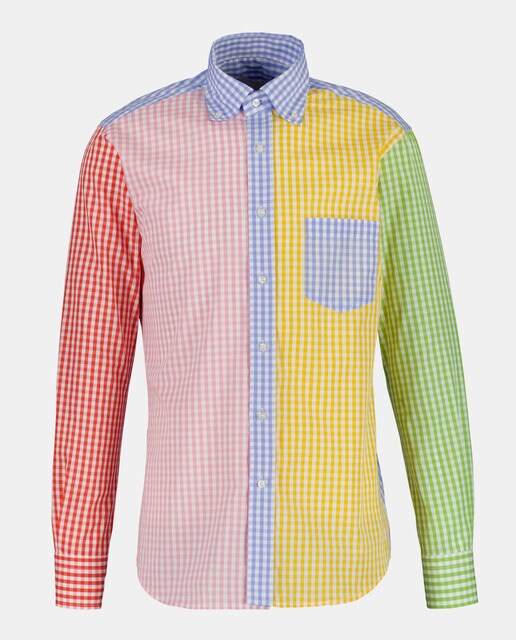 Casual long-sleeve patchwork shirt