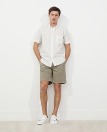 Men's Classic Fit short-sleeve palm tree and pineapple print sports shirt