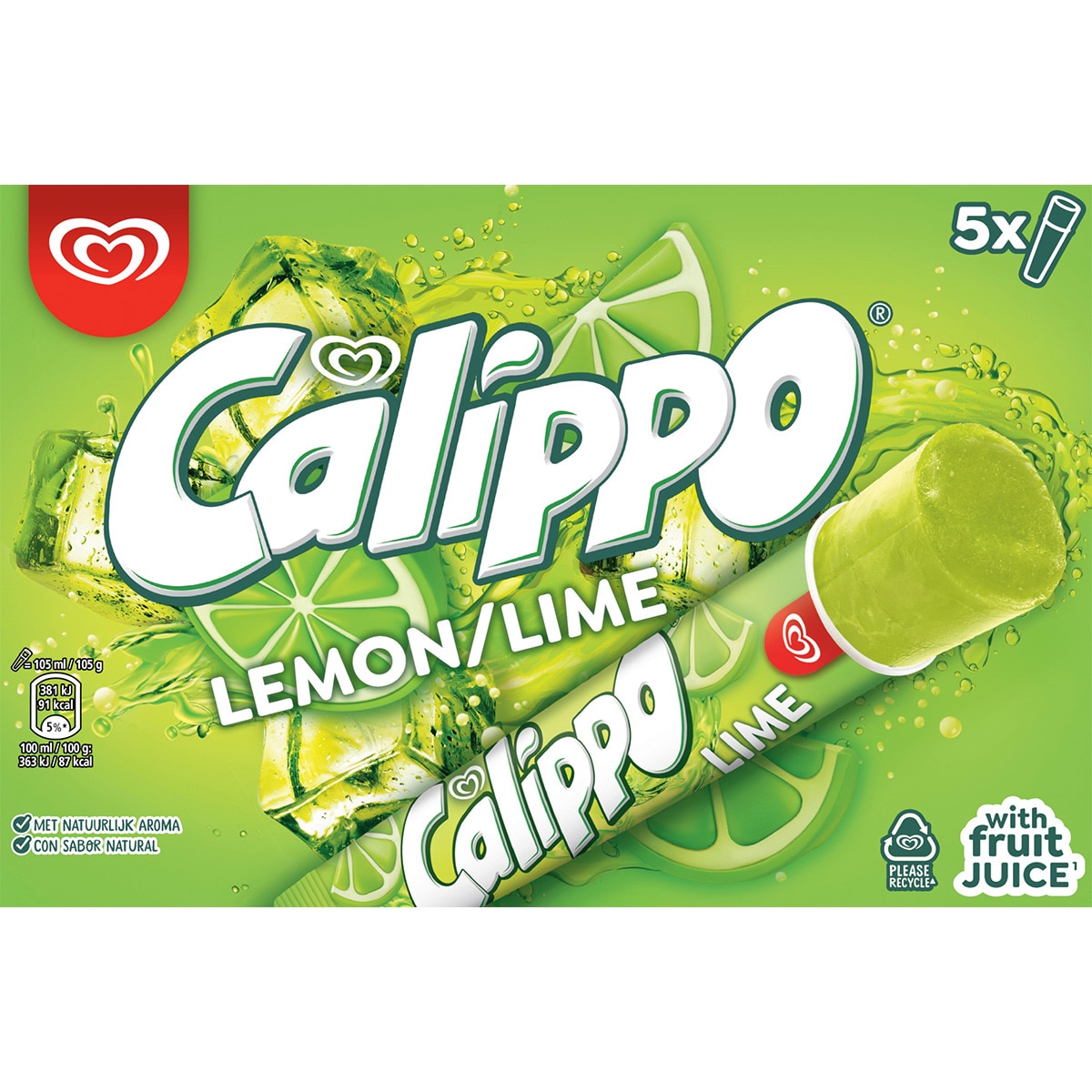 Lima-limón helado sabor lima-limón sin gluten 5 unidades