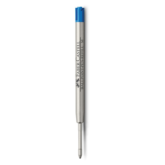 Recambio de bolígrafo escritura M Faber-Castell azul.