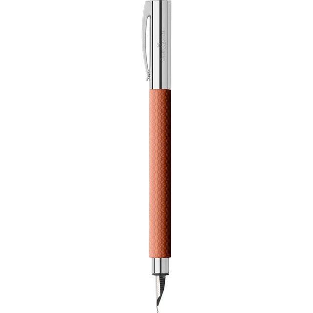 Pluma estilográfica Ambition OpArt resina preciosa guilloqueada punta F Faber-Castell rojo.