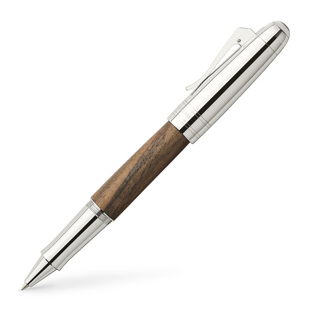 Roller Magnum tinta de secado rápido color negro Graf von Faber-Castell nogal.