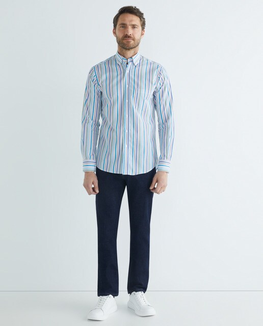 Striped long-sleeve casual shirt