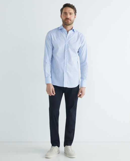 Checked long-sleeve casual shirt