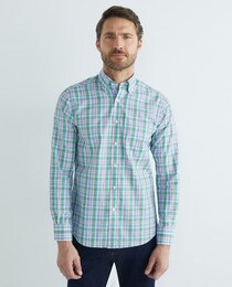 Checked long-sleeve casual shirt