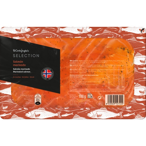 EL CORTE INGLES SELECTION salmón marinado noruego en lonchas envase 100 g