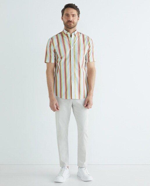 Short-sleeve striped casual shirt