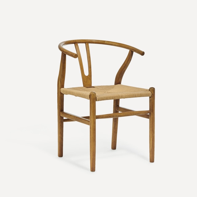 Silla de comedor de madera de roble y ratán Shanghai El Corte Inglés