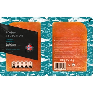 EL CORTE INGLES SELECTION salmón ahumado noruego en lonchas  pack 2 x 50 g envase 100 g