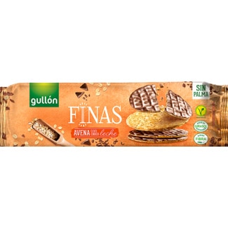Gullón Bolachas Finas de Aveia com Chocolate de Leite Vegan embalagem 150 g