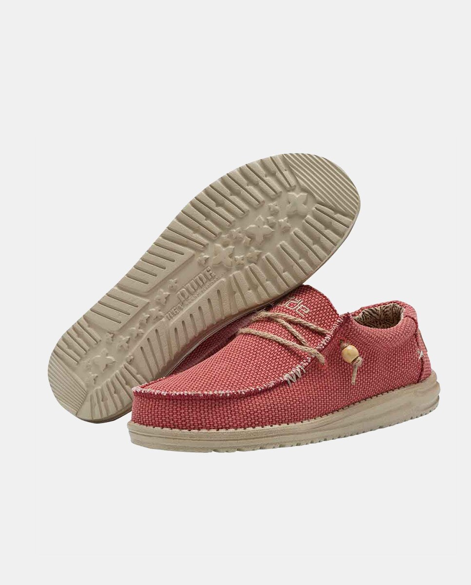 Sapatos de Atacadores Wally Braided com Sola Ultralight e em Têxtil Vermelho-3