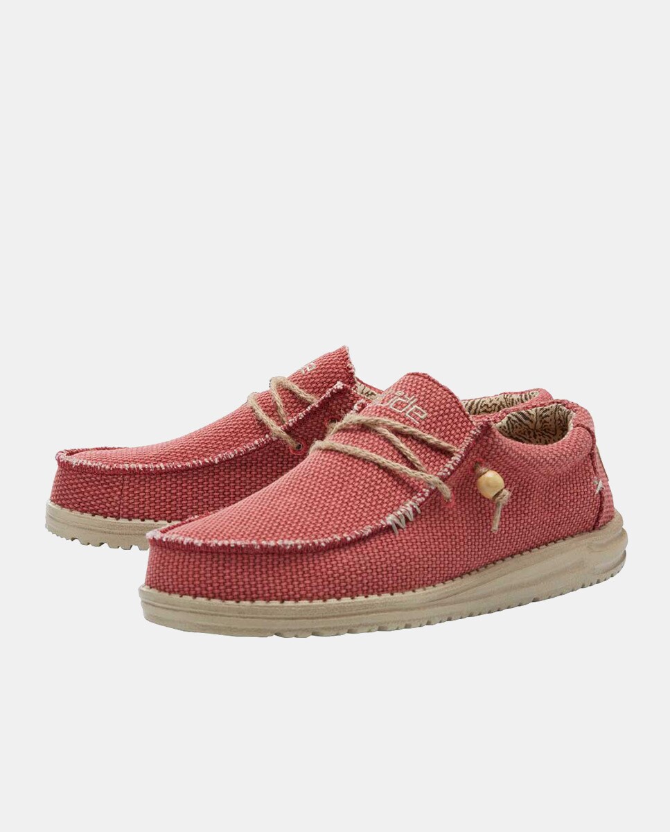 Sapatos de Atacadores Wally Braided com Sola Ultralight e em Têxtil Vermelho-2