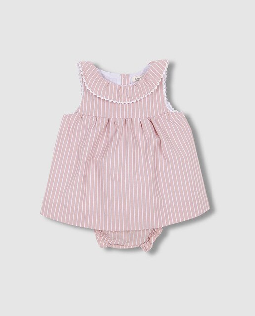 Baby girls' striped dress with large collar