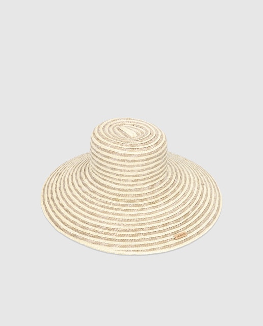 Sombrero de paja tono blanco y dorado
