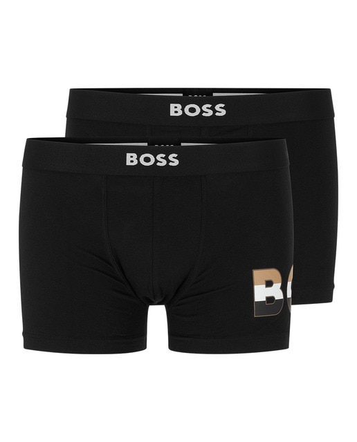 Pack of two men s stretch cotton briefs with logo waistband