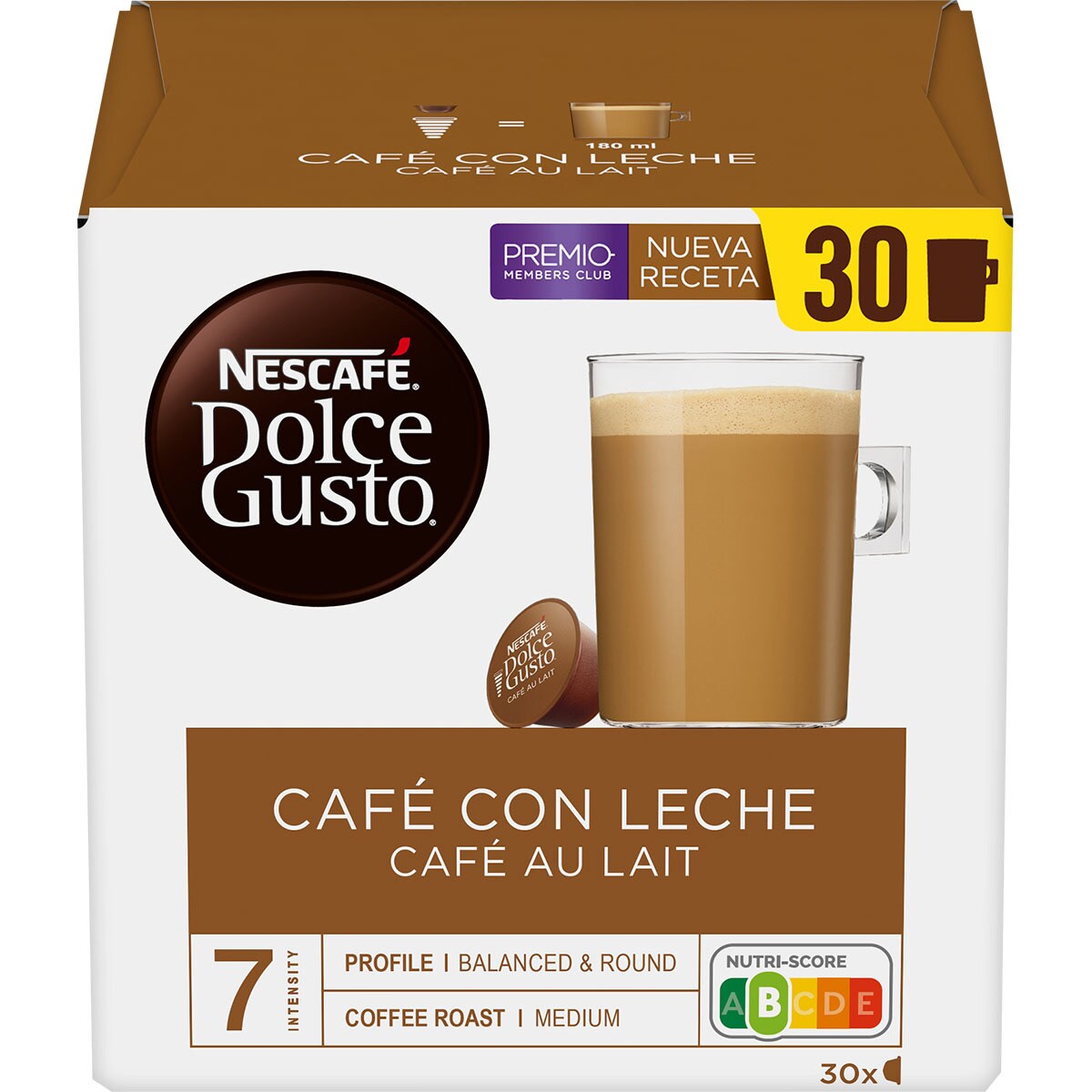 Comprar Café con leche intensidad 7 estuche 30 cápsulas · NESCAFE DOLCE GUSTO · Supermercado