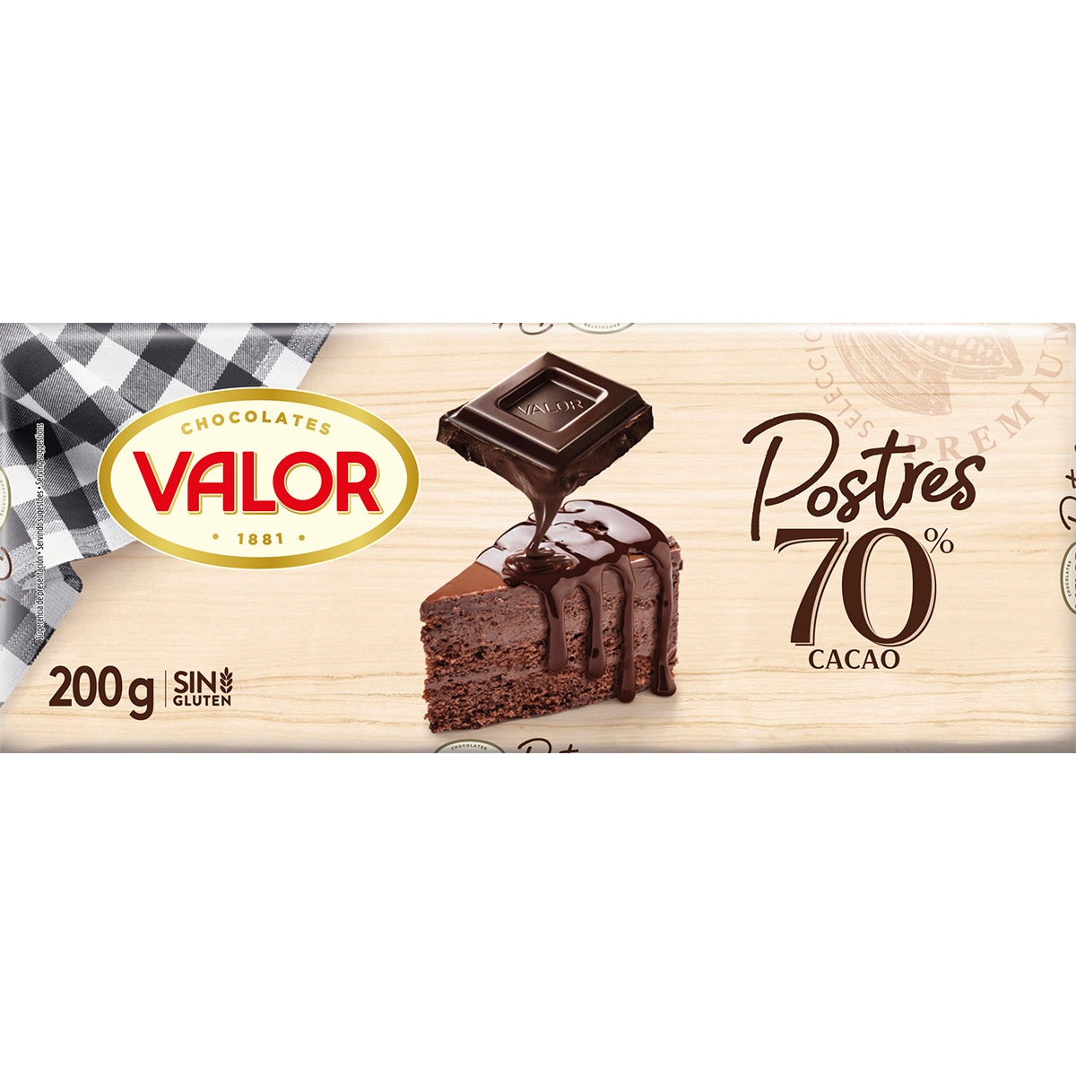Postres chocolate negro 70% sin gluten