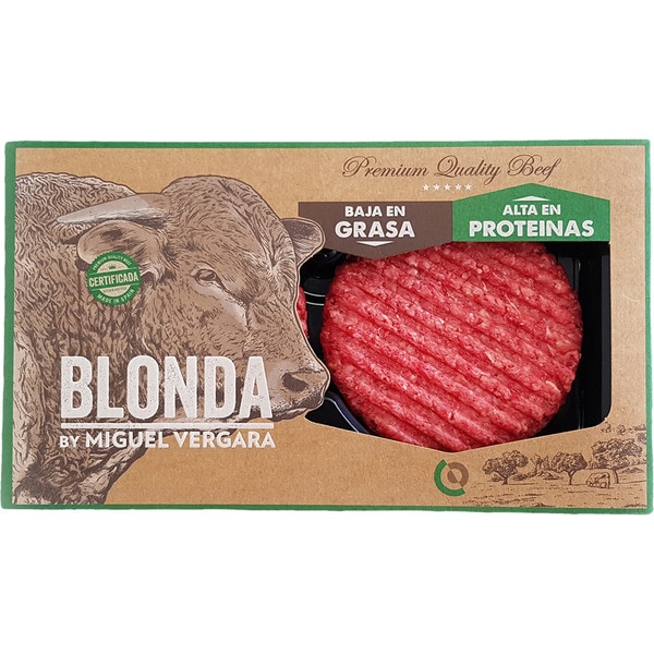 MIGUEL VERGARA burger meat de vacuno Blonda baja en grasa sin gluten y sin lactosa 2 unidades bandeja 320 g 