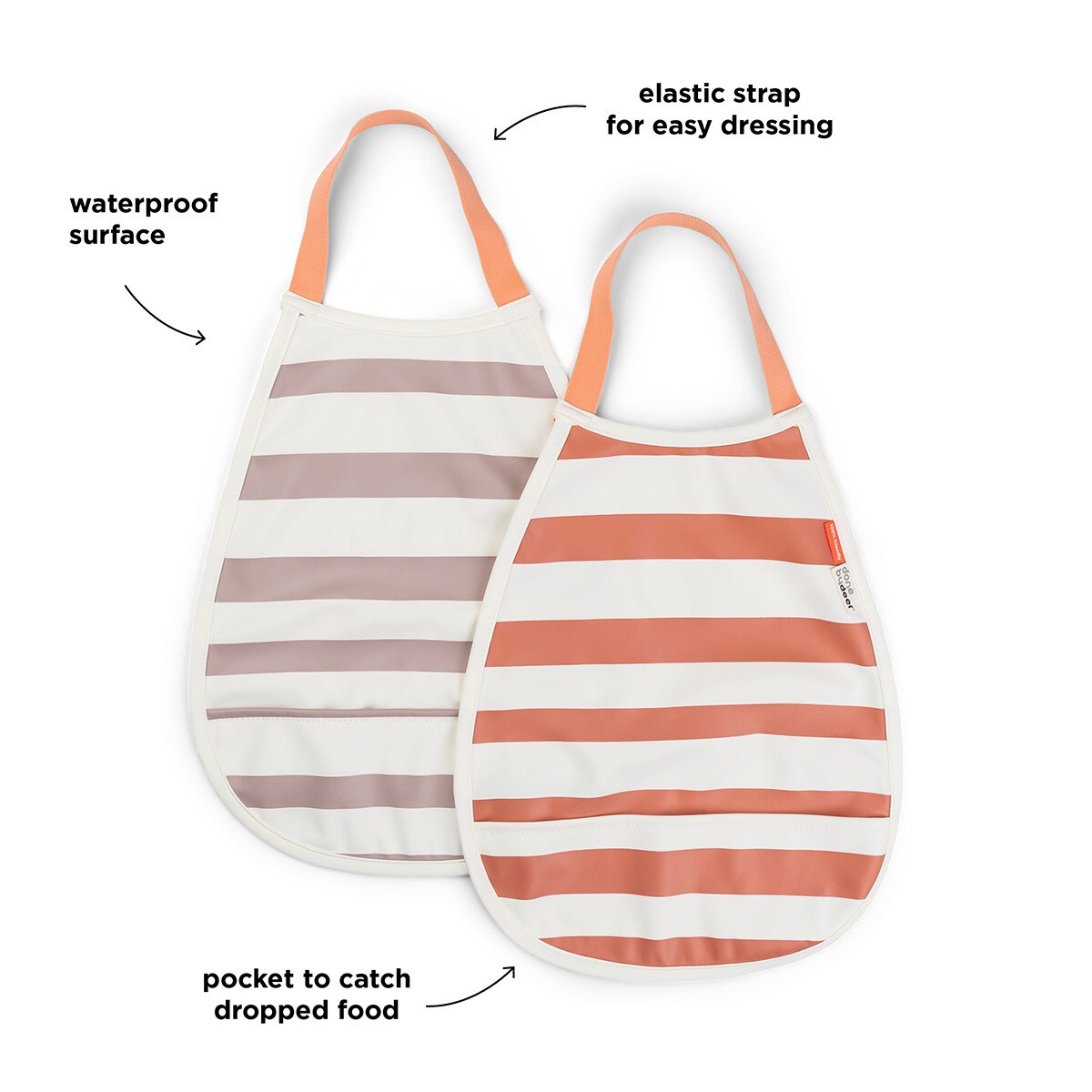 Babete de Ajuste Elástico Stripes Happy Clouds - Pack de 2 Unid Rosa-claro-2
