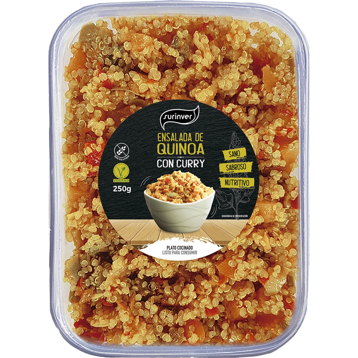 Ensalada de quinoa con curry sin gluten tarrina 250 g · SURINVER