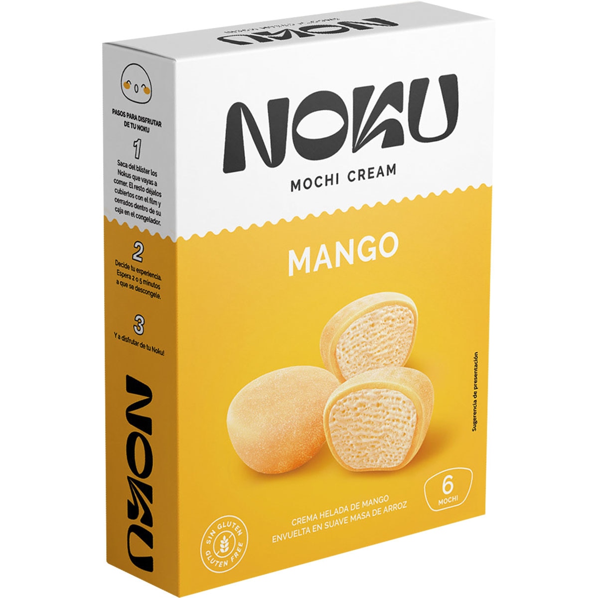 Mochi de crema helada de mango envuelta en suave masa de arroz sin