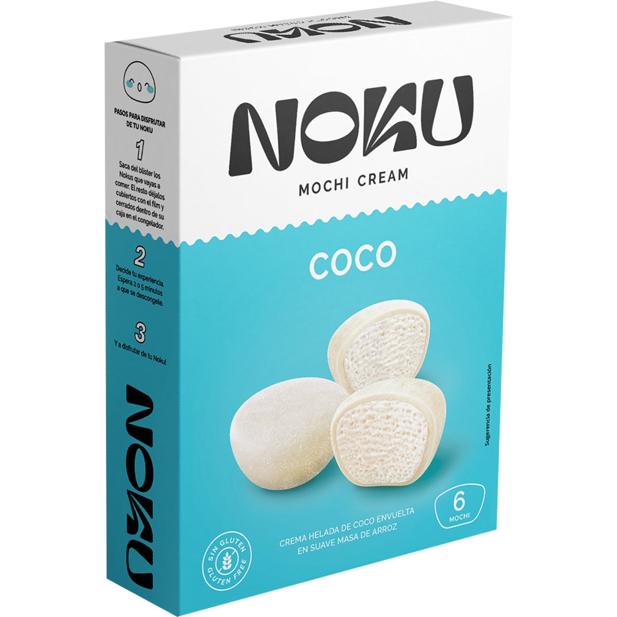 Mochi de crema helada de coco envuelta en suave masa de arroz sin gluten