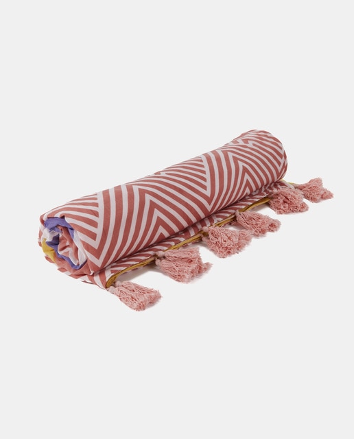 Pink geometric print beach towel