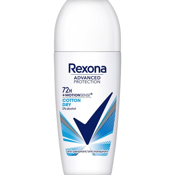 REXONA Advanced Protection desodorante roll-on + Motionsense Cotton Dry 72h envase 50 ml 0% alcohol