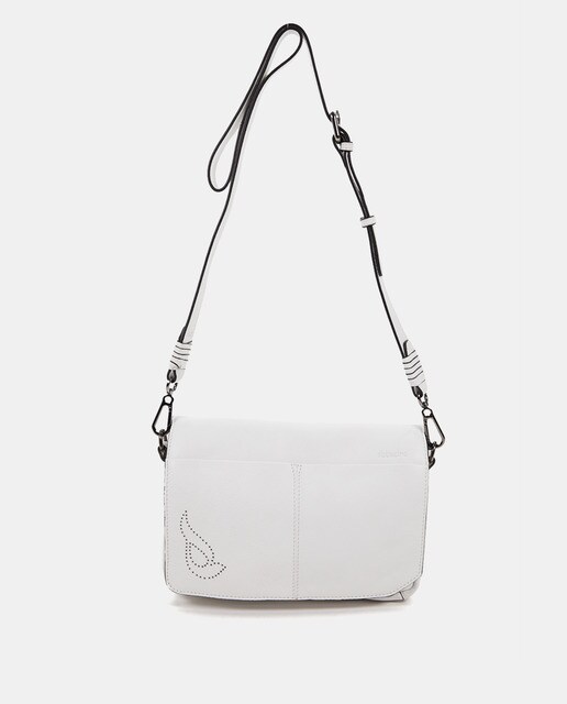 Medium white leather crossbody bag with flap · Women's fashion · El