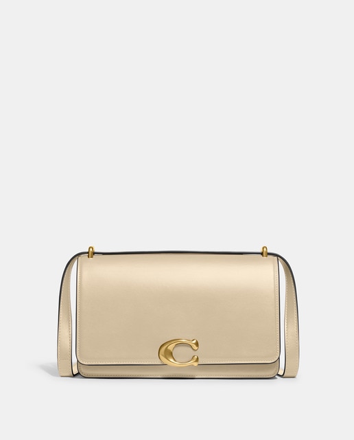 Bolso de hombro pequeño de piel en blanco con solapa