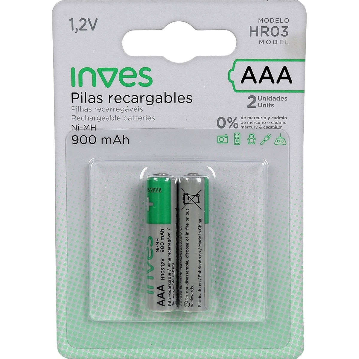 Imagem 0 de Pilha Recarregável HR03 AAA 1,2 V 900 mAh (x2)