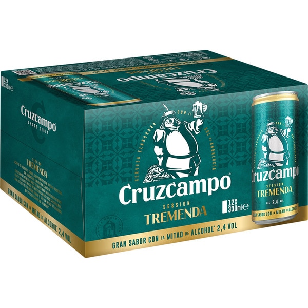 CRUZCAMPO cerveza rubia Session Tremenda tipo Lager pack 12 latas 33 cl 