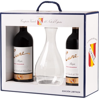CUNE Gran Reserva red wine DOCa Rioja in presentation box of 2 bottles 75 cl + Decanter