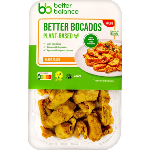 BETTER BALANCE bocados veganos sabor asado sin lactosa envase 160 g